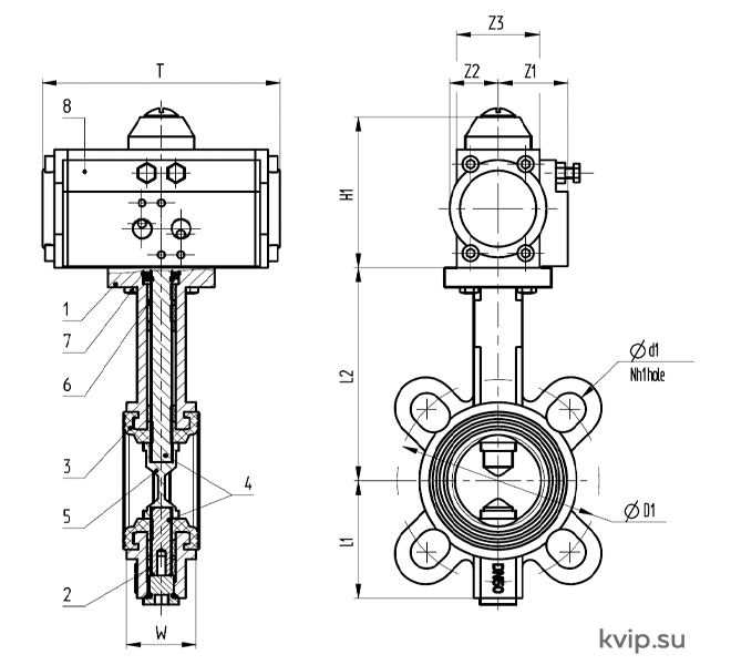 Боковая схема дискового затвора VBS-111-RPA-D (с вотермарком)